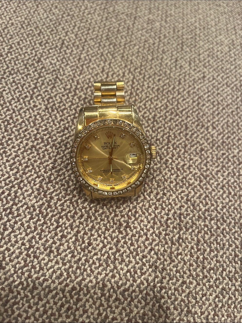 Inspired Gold Tone Men’s Datejust with Crystal Bezel